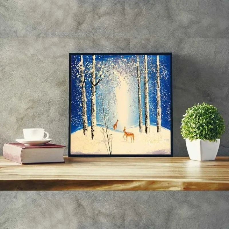 Tranh phong cảnh hươu nai với 2 mùa Hè và Đông