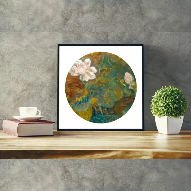 Tranh canvas hoa sen trắng theo phong cách màu phấn