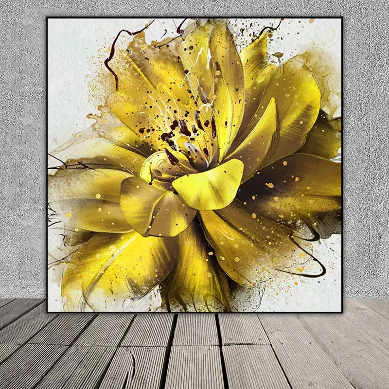 Tranh cận cảnh hoa vàng trừu tượng