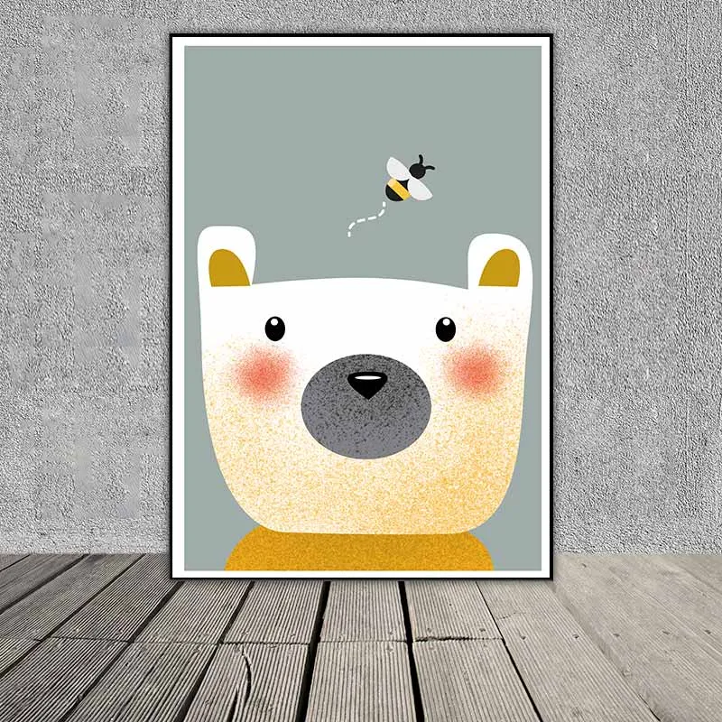 Tranh gấu và ong kết hợp chữ lovely baby