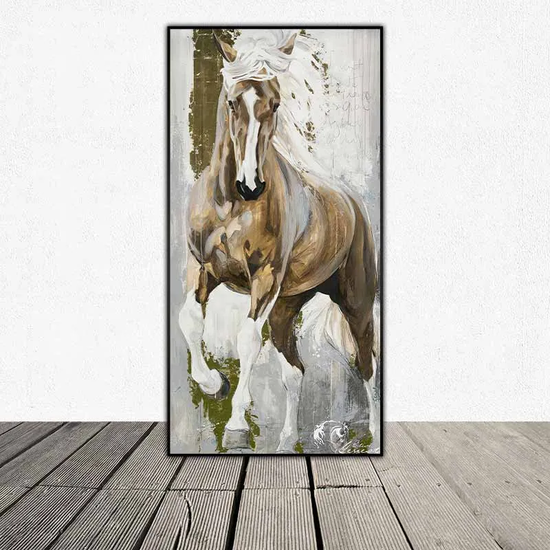 Tranh con ngựa nâu trắng