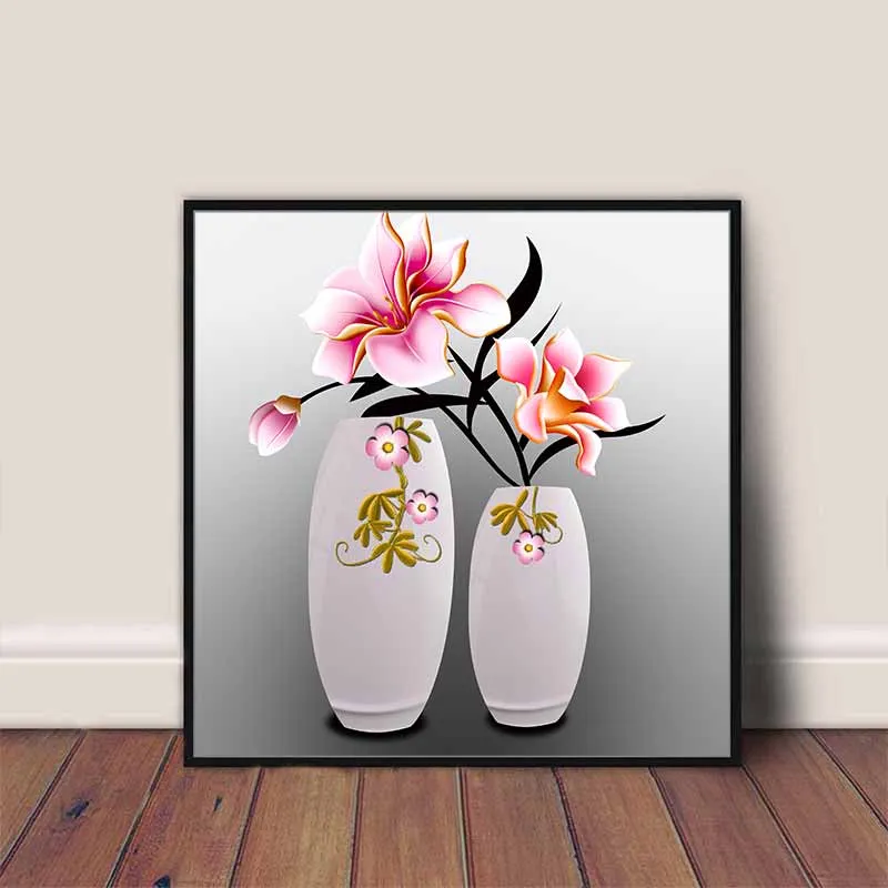 Tranh tĩnh vật bình hoa 3d trang trí