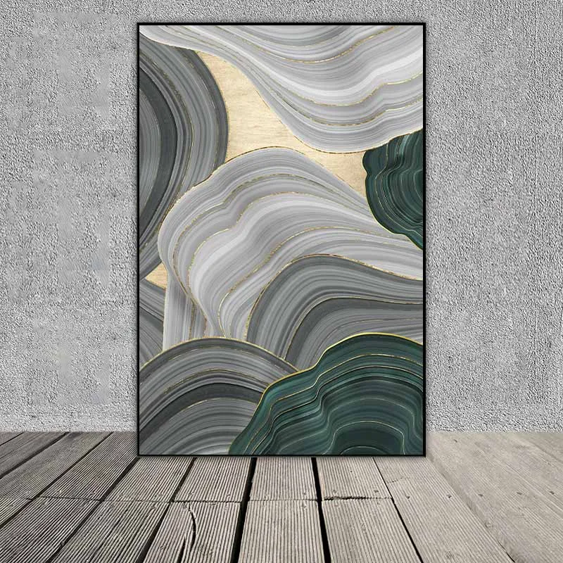 Tranh trừu tượng các vệt xám và xanh rêu