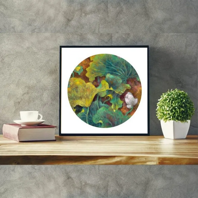 Tranh canvas hoa sen trắng theo phong cách màu phấn