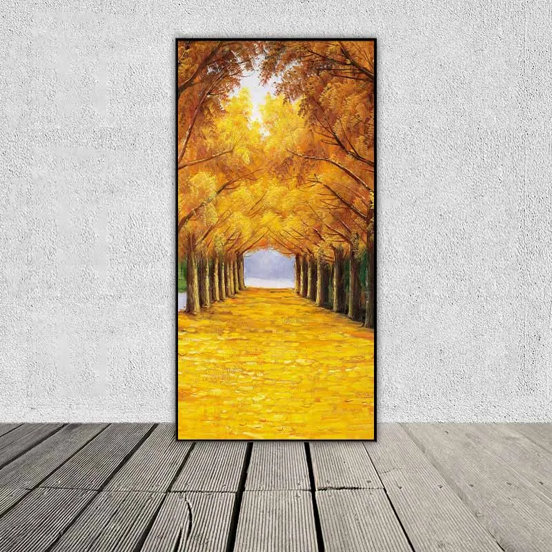 Tranh phong cảnh lối đi dưới hàng cây lá vàng