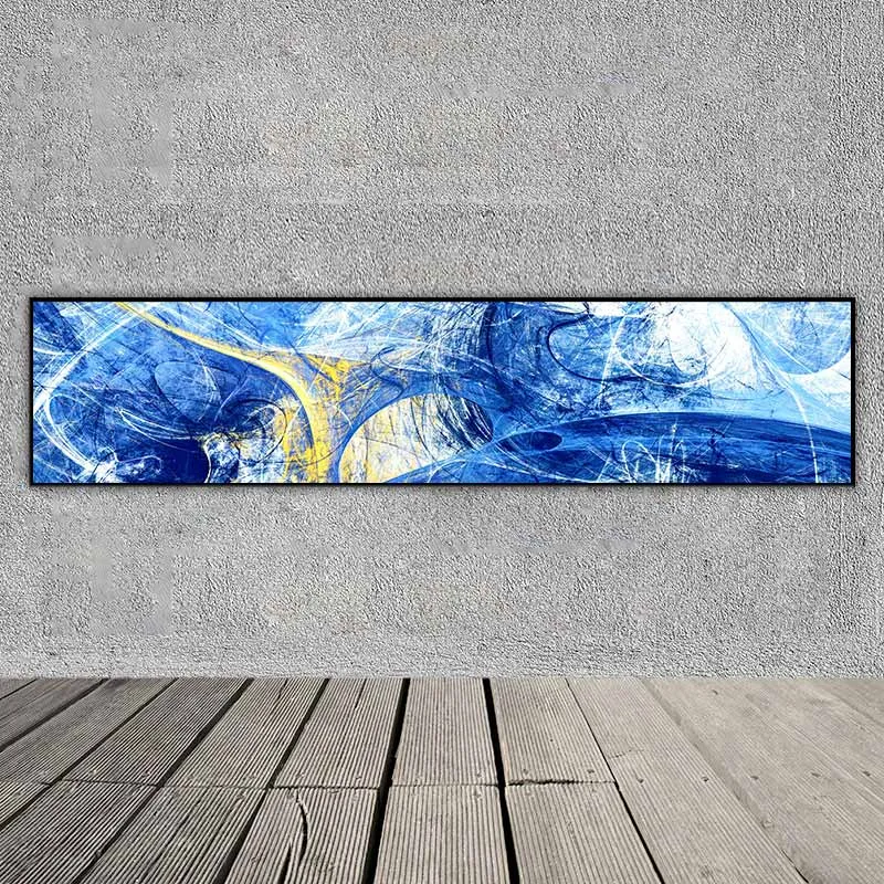 Tranh trừu tượng các vệt sáng xanh nước biển và vàng