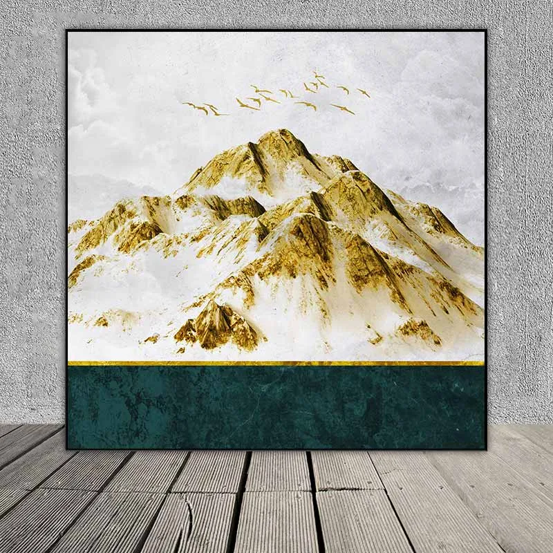 Tranh phong cảnh đồi núi màu vàng kim