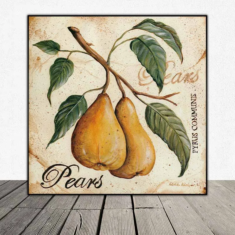 Tranh trái cây quả mận, quả lê quả đào, quả táo