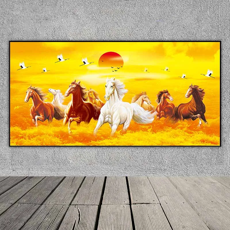 Tranh bát mã 8 con ngựa, phong thủy Mã đáo thành công