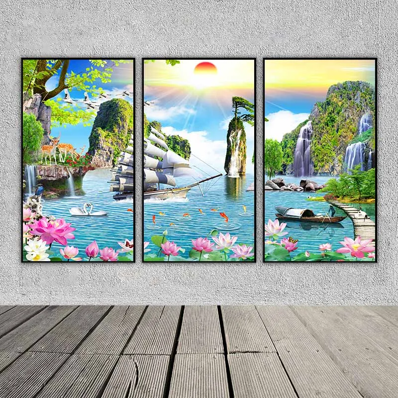 Tranh sơn thủy thuận buồm xuôi gió