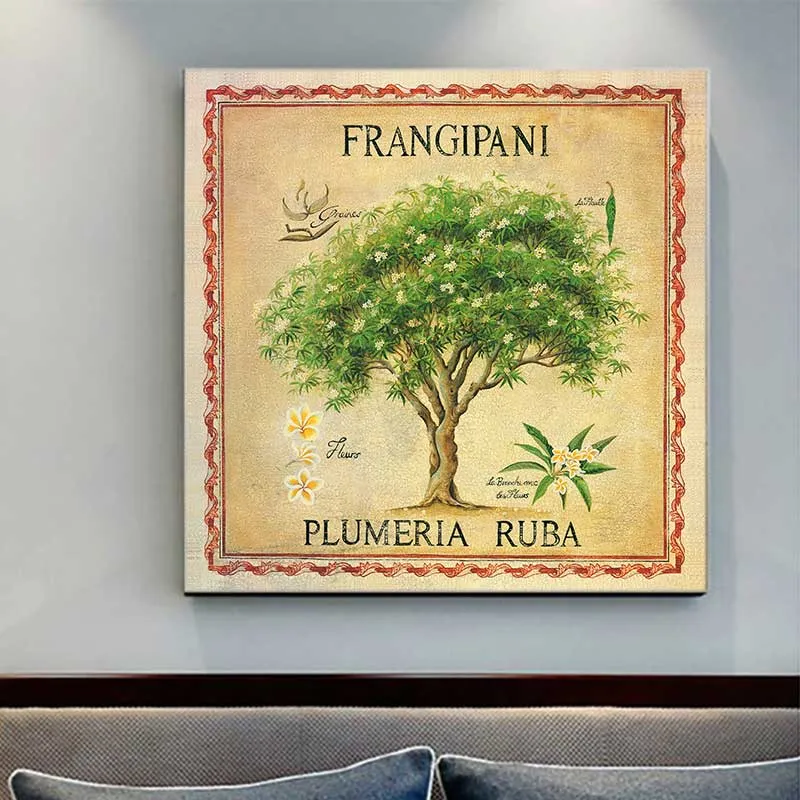 Tranh cây hoa phượng đỏ, hoa phượng tím và cây hoa đại