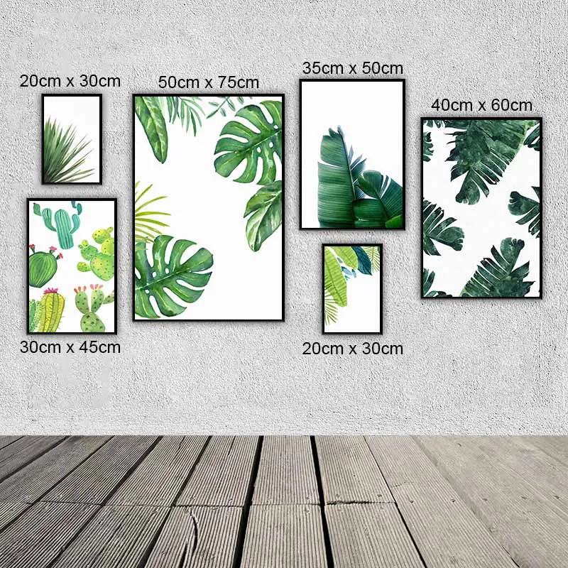 Tranh các loại lá cây nhiệt đới và cây xương rồng