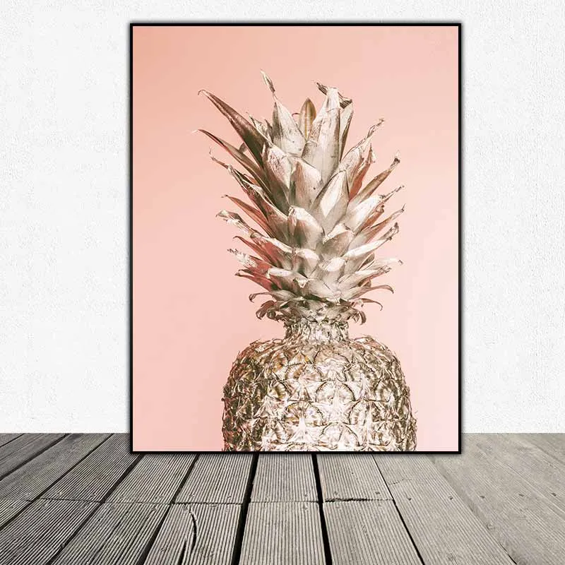 Tranh chim hông hạc quả dứa vàng và bình hoa