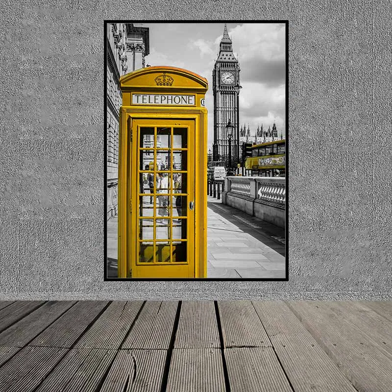 Tranh Scadinavia xe bus trên thành phố London và chiếc ô dù vàng tại tháp Eiffel