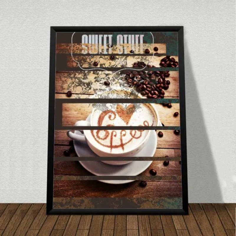 Tranh cà phê và Cappuccino kết hợp chữ