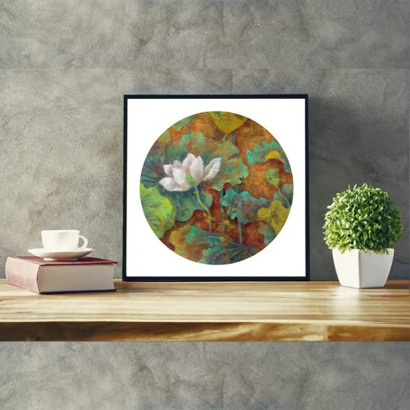 Tranh canvas hoa sen trắng theo phong cách màu phấn