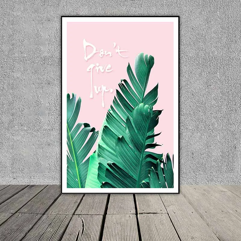 Tranh lá cây nhiệt đới lá trầu bà Nam Mỹ, lá chuối, lá đa kết hợp chữ