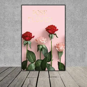 Tranh hoa hồng kết hợp chữ Rose Flower