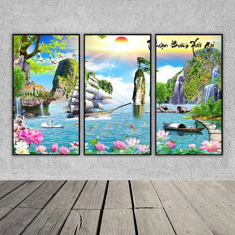 Tranh sơn thủy thuận buồm xuôi gió