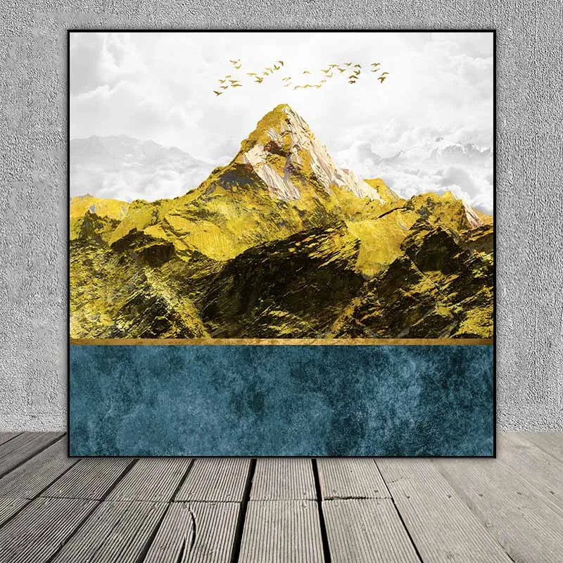 Tranh phong cảnh đồi núi màu vàng kim