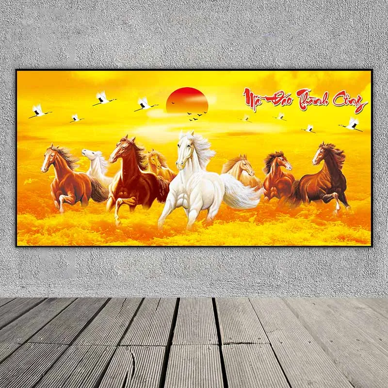 Tranh bát mã 8 con ngựa, phong thủy Mã đáo thành công