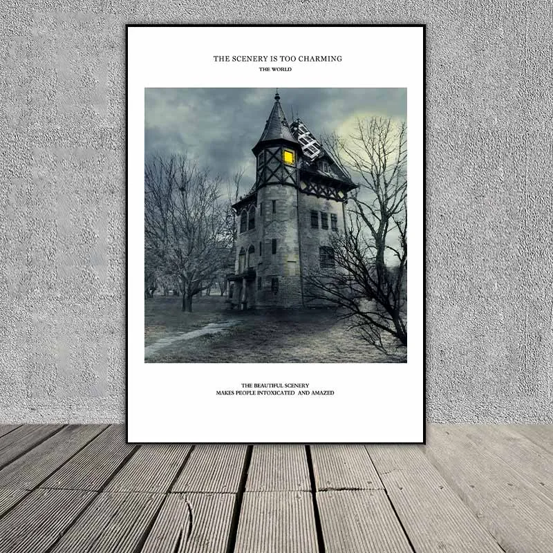 Tranh công trình kiến trúc Tòa thị chính cổ, lâu đài Neuschwanstein, lâu đài ma ám