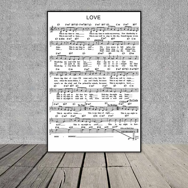 Tranh bản nhạc Love và các phím đàn piano