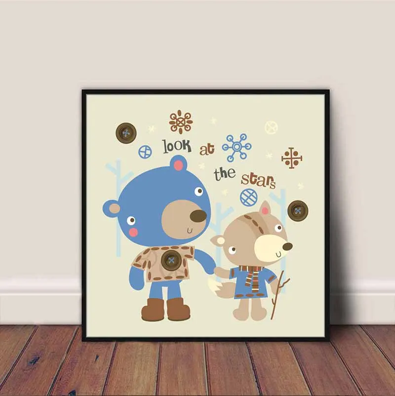 Tranh các loài vật ngộ nghĩnh treo phòng trẻ em