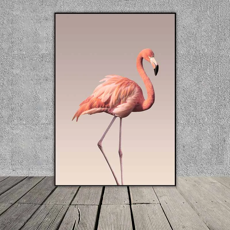 Tranh phong cảnh biển, chim hồng hạc và hoa mẫu đơn