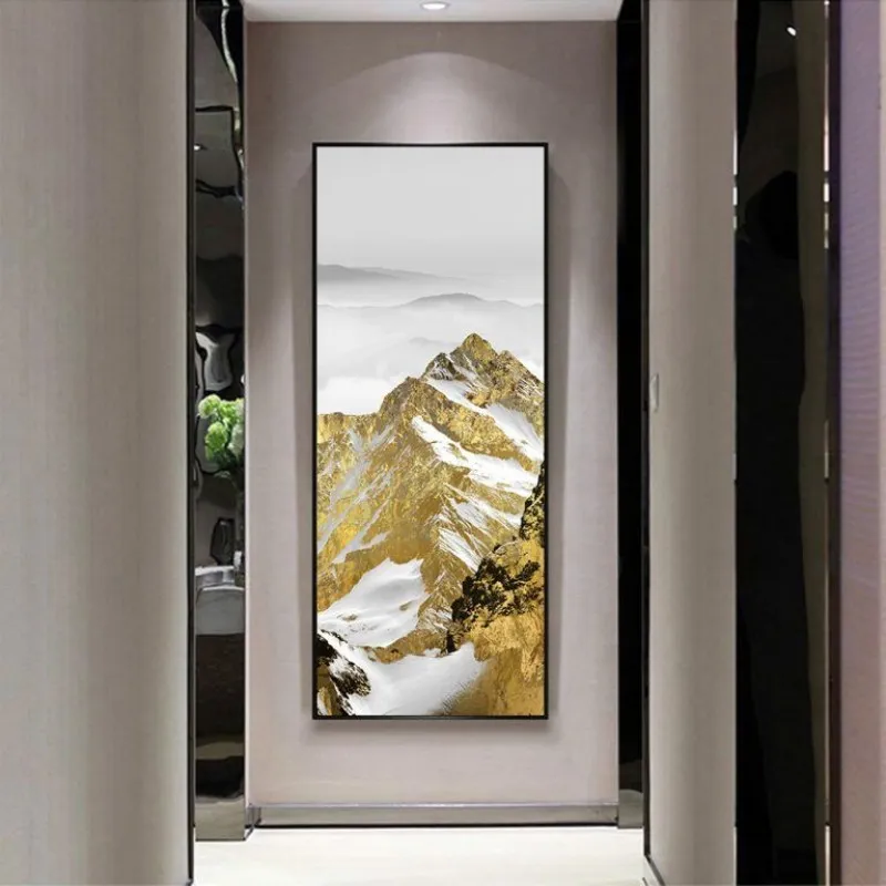 Tranh Scandinavina phong cảnh núi vàng và đàn chim