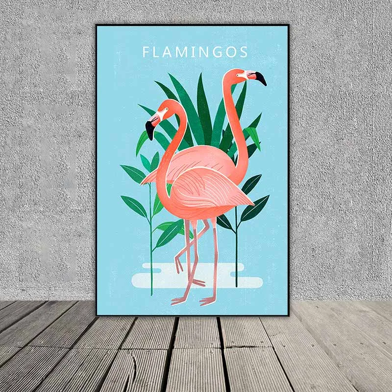 Tranh chim hồng hạc và cây xương rồng kết hợp chữ