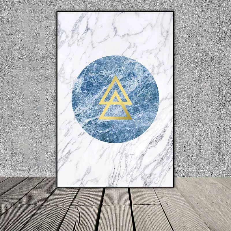 Tranh trừu tượng khối hình học hình tròn, hình tam giác và hình vuông