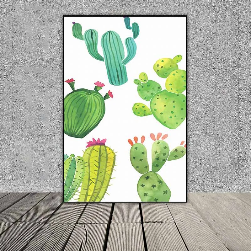 Tranh các loại lá cây nhiệt đới và cây xương rồng