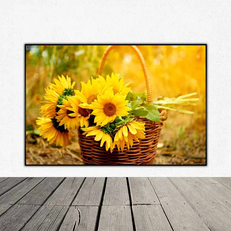 Tranh bộ hoa sắc vàng, hoa hướng dương