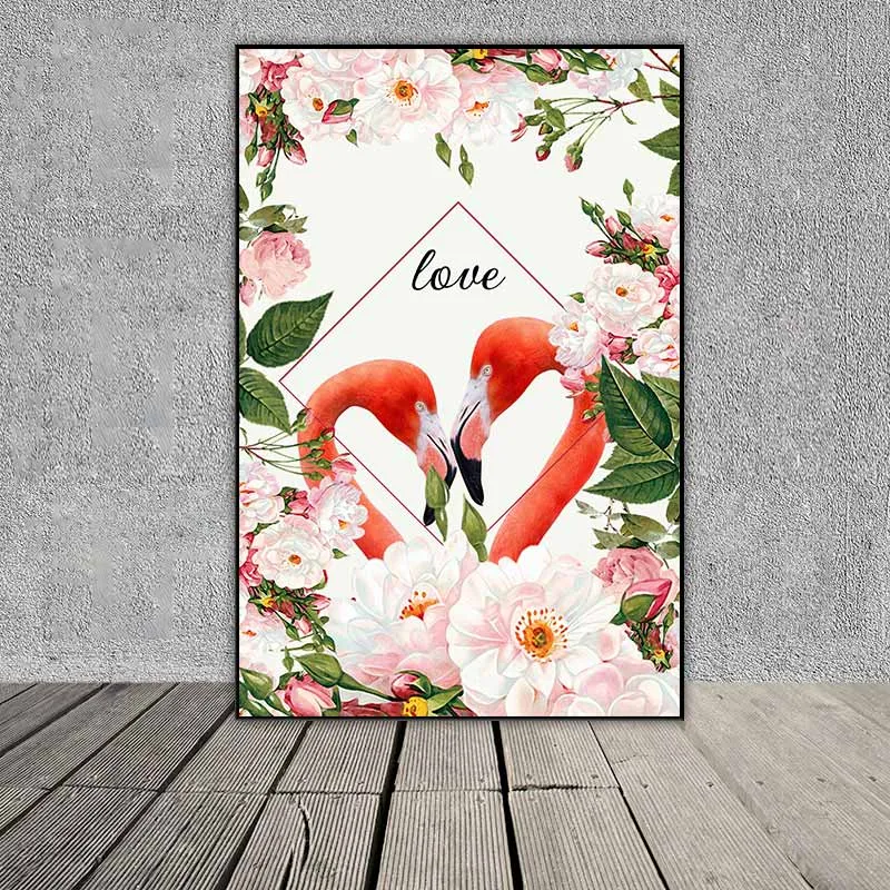 Tranh chim hồng hạc và hoa