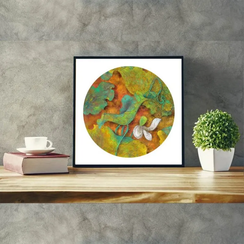 Tranh canvas hoa sen trắng theo phong cách màu phấn