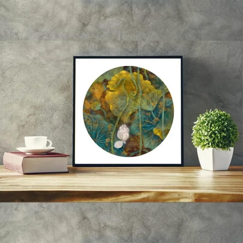 Tranh canvas hoa sen trắng theo phong cách màu phấn