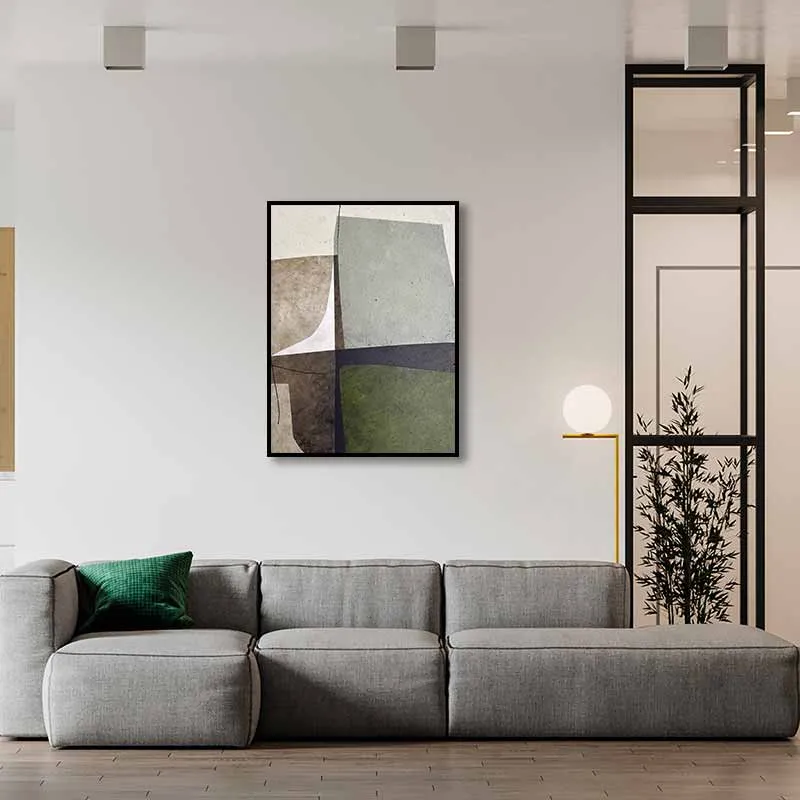 Tranh Trừu Tượng Với Sắc Xanh Ô Liu