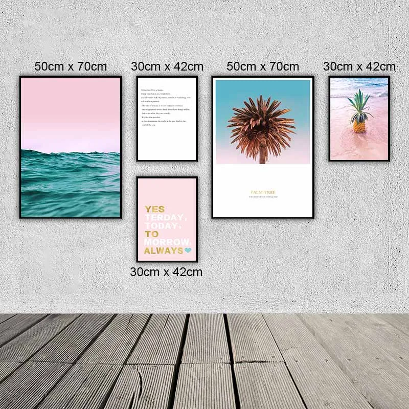 Tranh phong cảnh biển, quả dứa thơm theo phong cách Scandinavia