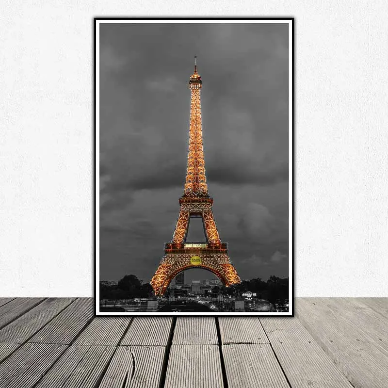 Tranh phong cảnh ban đêm thành phố và tháp Eiffel