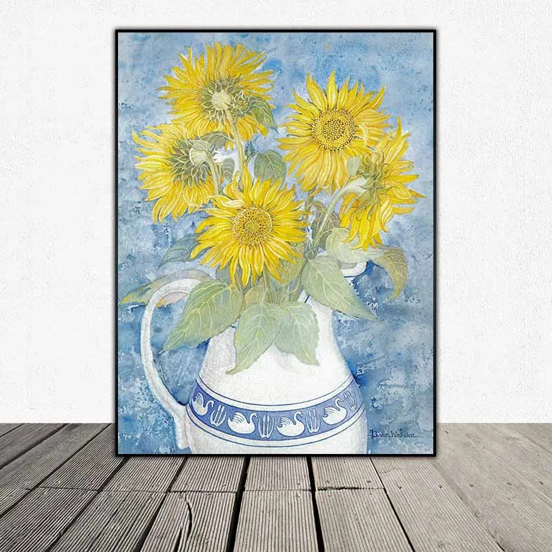 Tranh tĩnh vật bình hoa hướng dương của họa sĩ Barbara van Winkelen