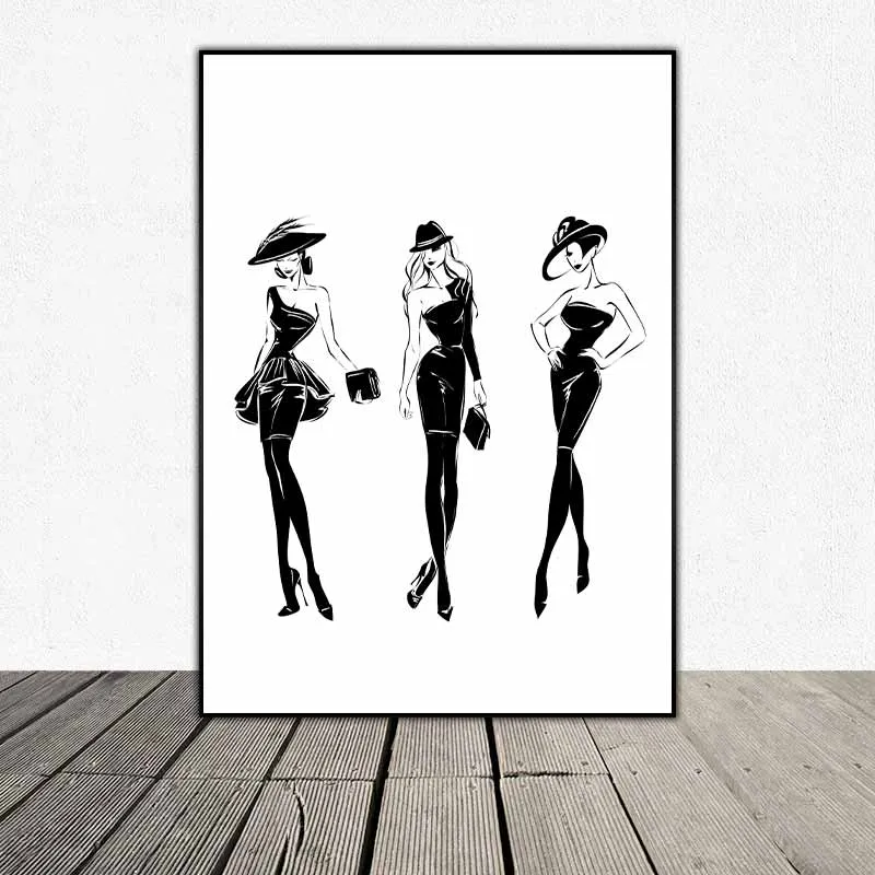 Tranh các cô gái vũ công với các đường nét đơn giản