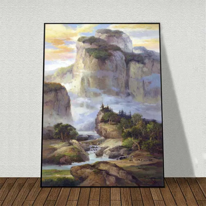 Tranh phong cảnh sơn thủy đồi núi và con suối của họa sĩ Cui Ji