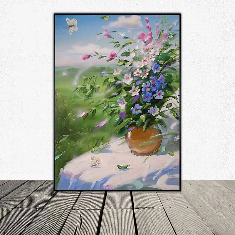 Tranh tĩnh vật hoa và mèo