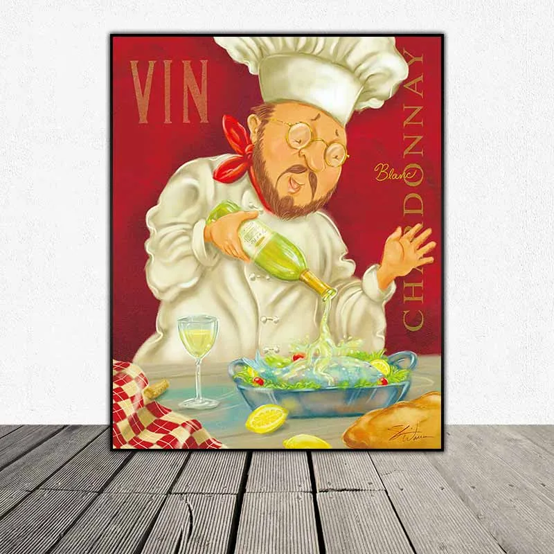 Tranh đầu bếp pha chế rượu - Wine Chef II của họa sĩ Shari Warren