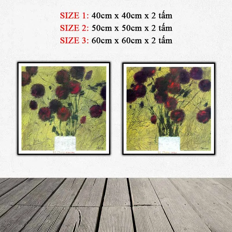 Tranh tĩnh vật bình hoa trừu tượng Call Again và At your Calling của họa sĩ B. J. Zhang