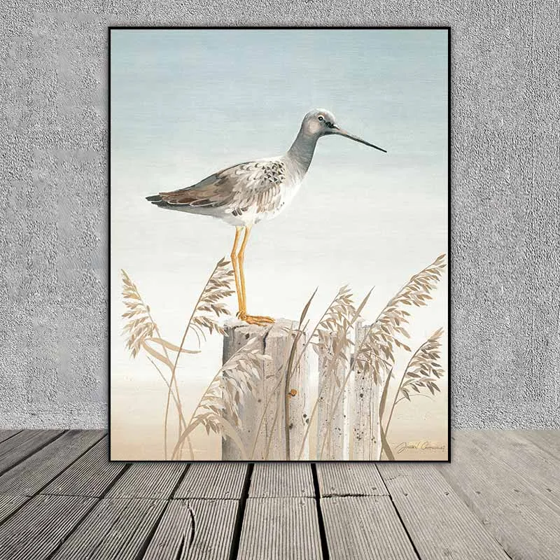 Tranh con chim đứng trên những chiếc cọc bằng gỗ của họa sĩ jurgen gottschlag