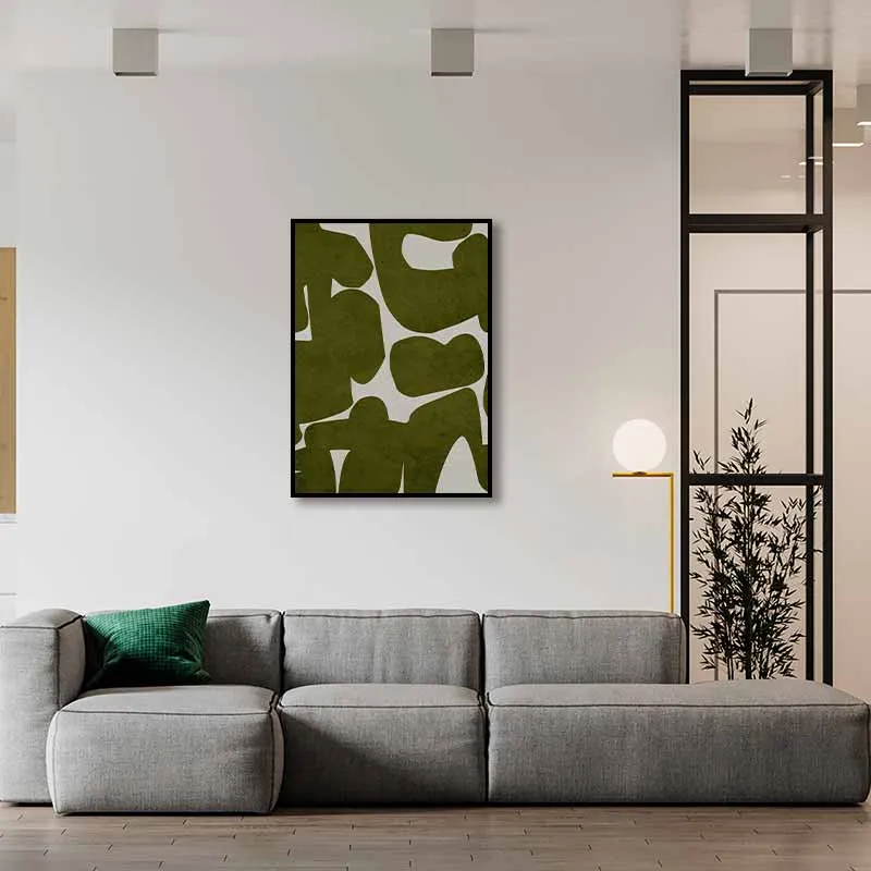 Tranh Trừu Tượng Hình Khối Màu Xanh Rêu Tự Nhiên