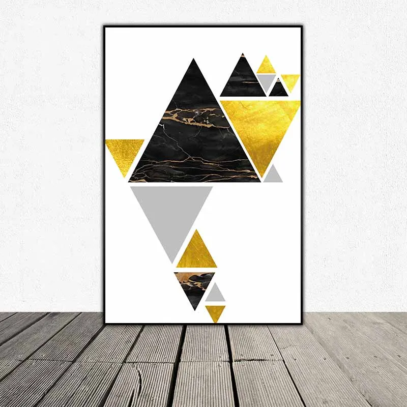 Tranh trừu tượng các khối hình học tam giác kết hợp chữ This is where the magic happens