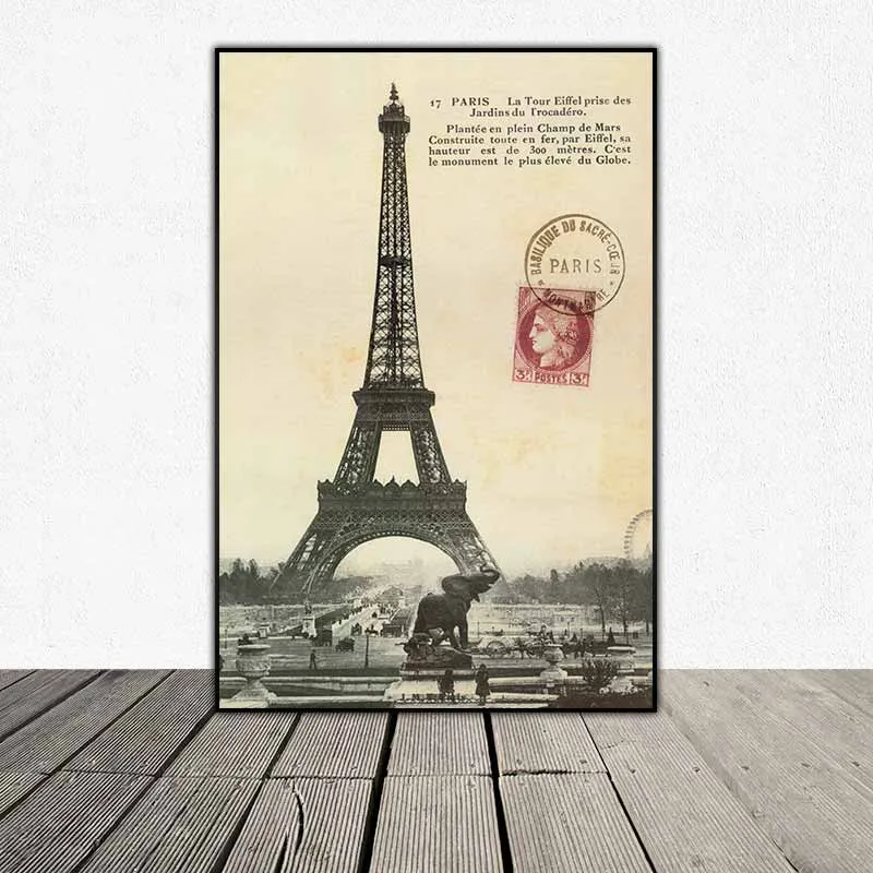 Tranh kiến trúc Tòa nhà Flatiron, New York và tháp Eiffel, Paris